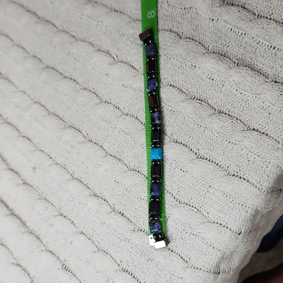 $5☃️Hematite Turquoise, Blue Sodalite Natural Stone Magnetic Closure Bracelet - Picture 3 of 4